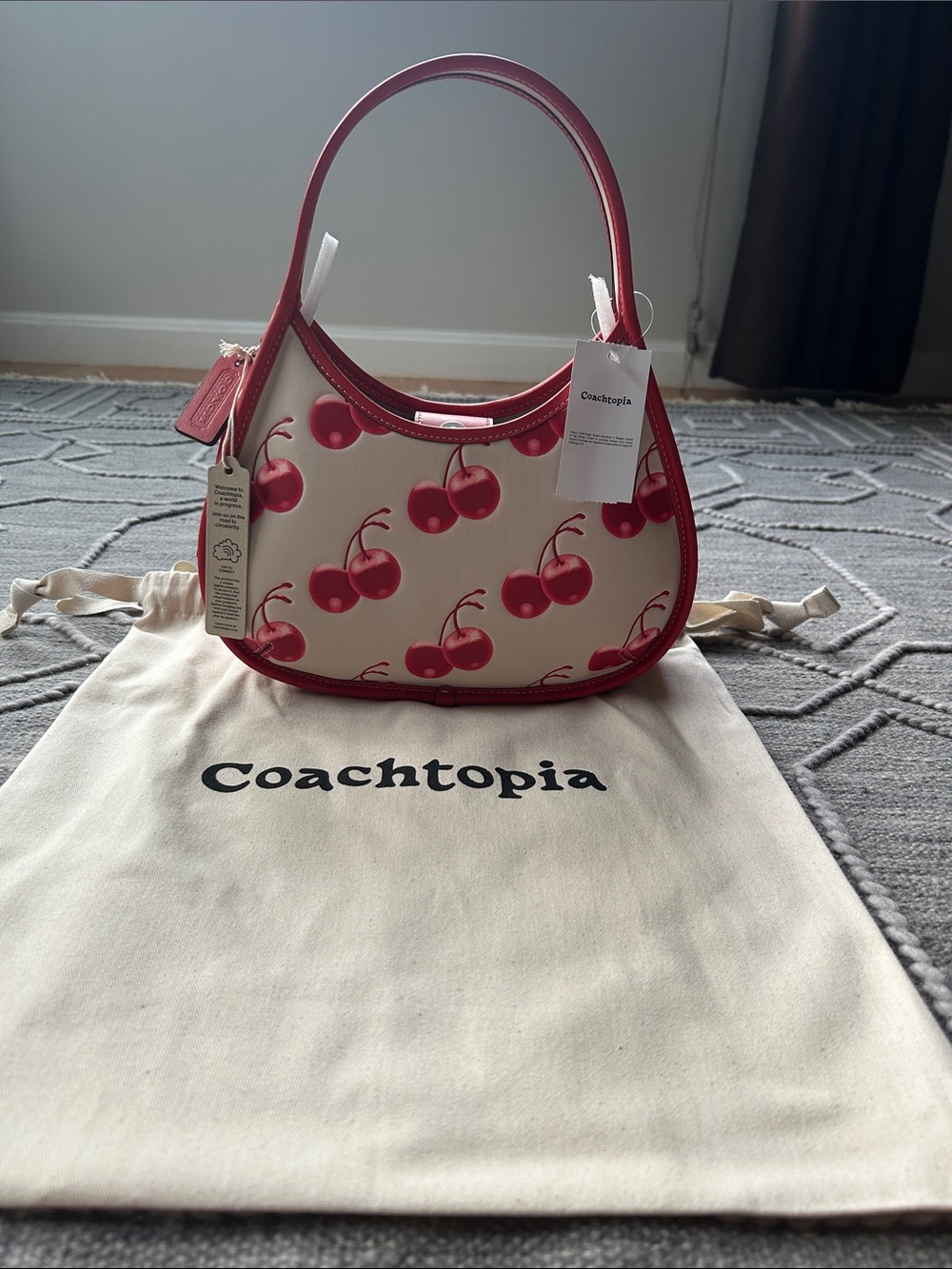 COACH Coachtopia Limited Edition Mini Shoulder Ergo Bag in Cherry Print-NWT